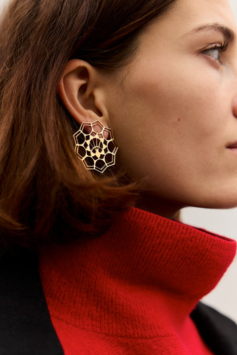 Lotus Temple New Delhi earrings – architecture jewellery handmade in Spain by Spada Studio