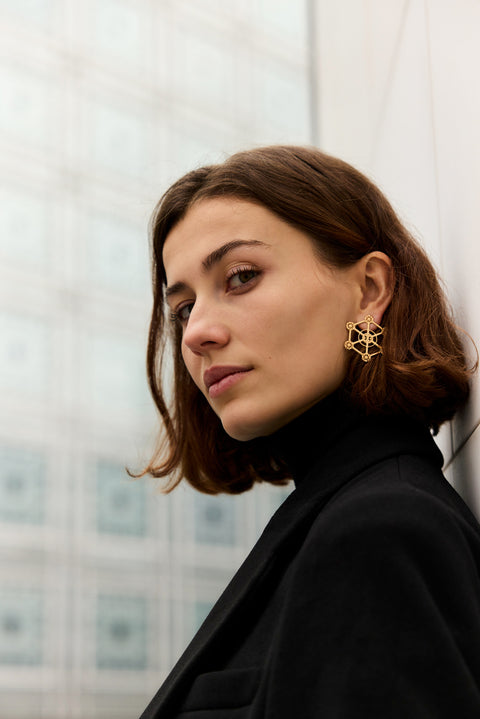 Atomium Brussels earrings – architecture jewellery handmade in Spian by Spada Studio